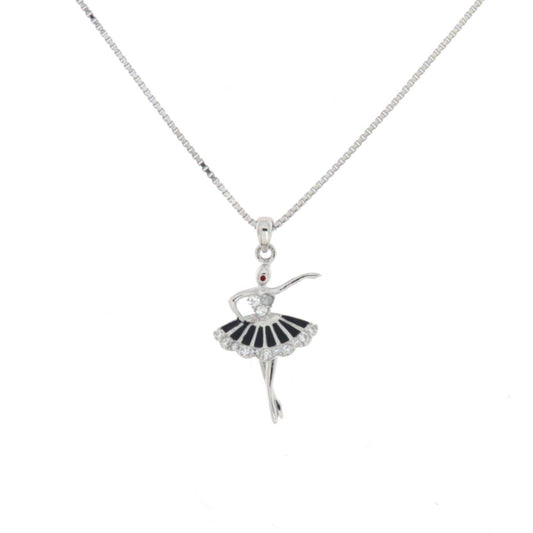 Collana in argento 925 della collezione Persefone di Rial Stile, pendente ballerina con zirconi. Gioiello raffinato che esprime eleganza e grazia per occasioni speciali.